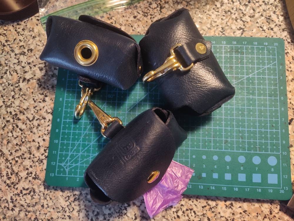 Deluxe leather potty bag dispenser